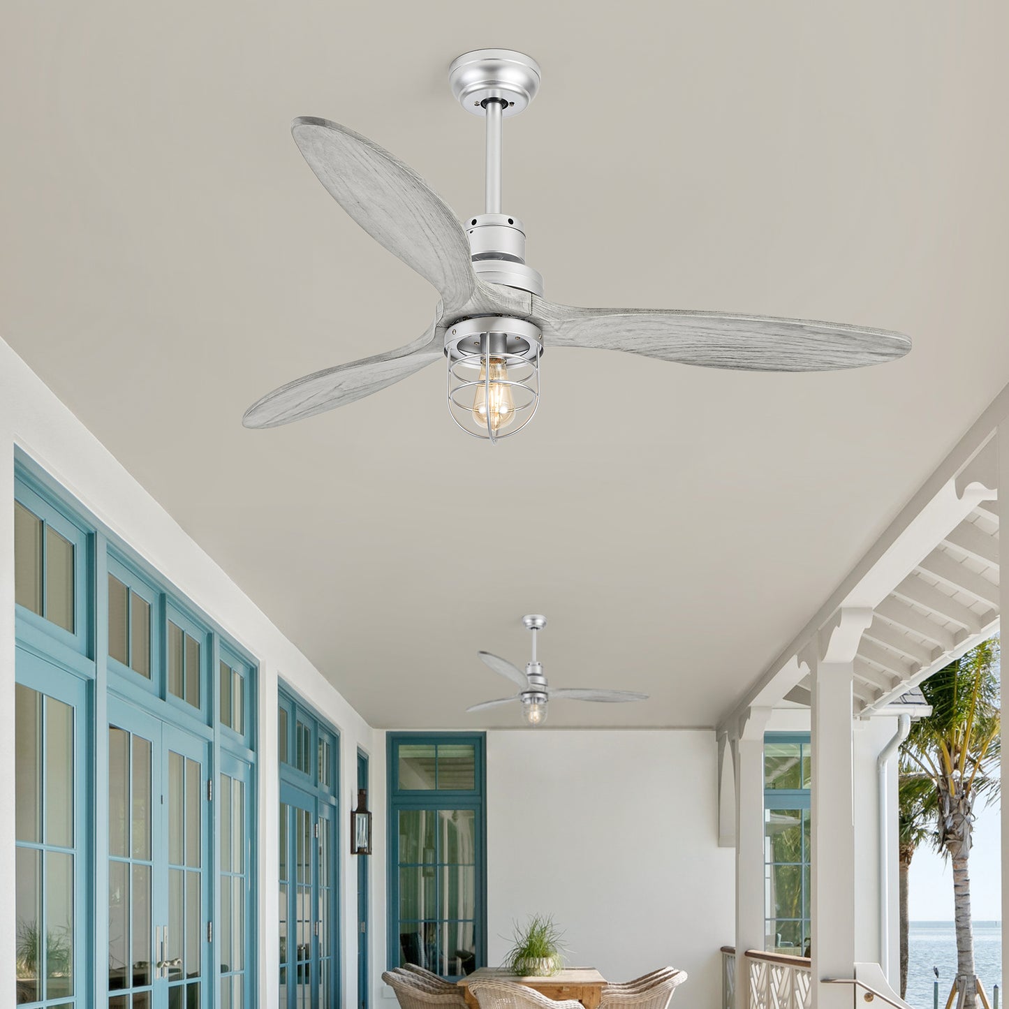 WWM 52 in Ceiling Fans with Light and Remote 3 Wood Blades