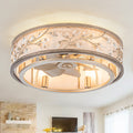 WWM 20'' Flush Mount Caged Crystal Ceiling Fan with Light and Remote