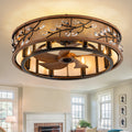 WWM 24" Low Profile Farmhouse Ceiling Fan with Light (Bulbs Included)