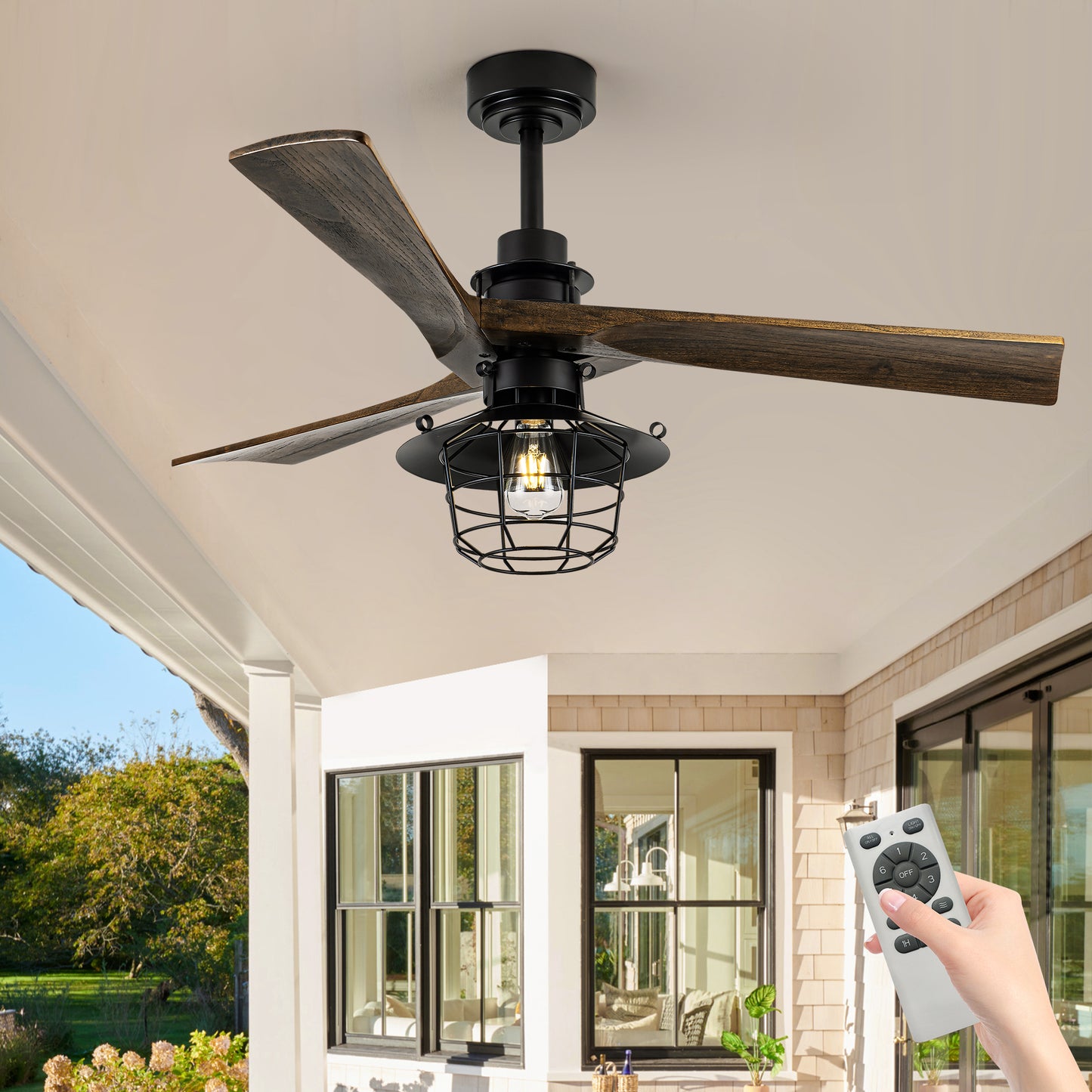 WWM 52" Farmhouse Ceiling Fan with Lights and Remote Control