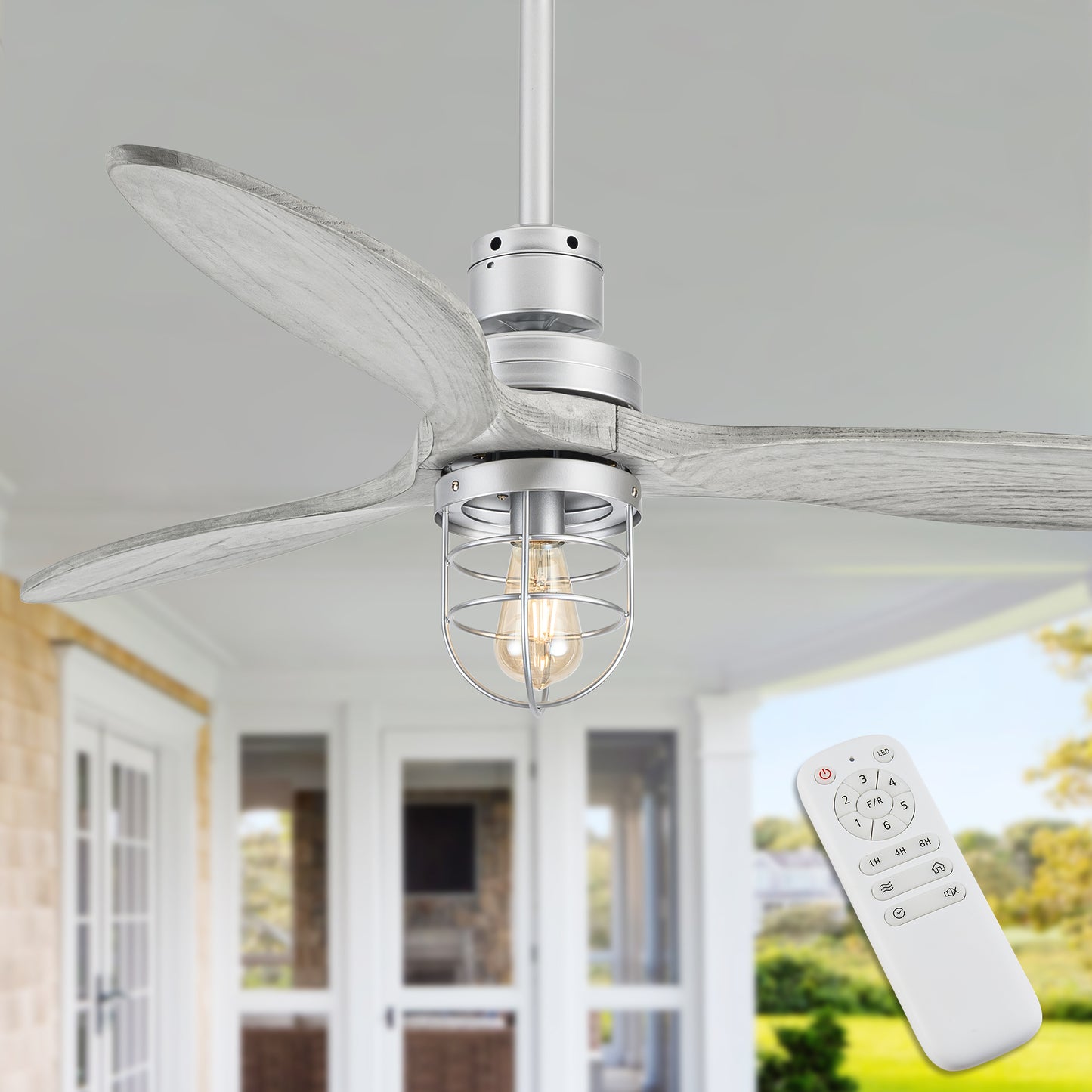 WWM 52 in Ceiling Fans with Light and Remote 3 Wood Blades