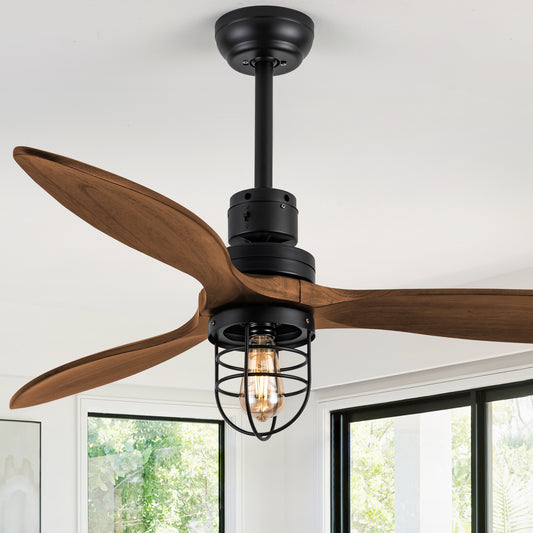 WWM 52 in Farmhouse Outdoor Wood Ceiling Fan with Light