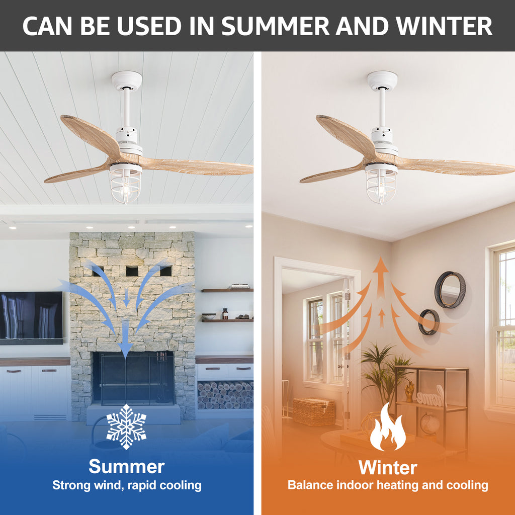 WWM 52” Bedroom Ceiling Fans with Lights Remote Control