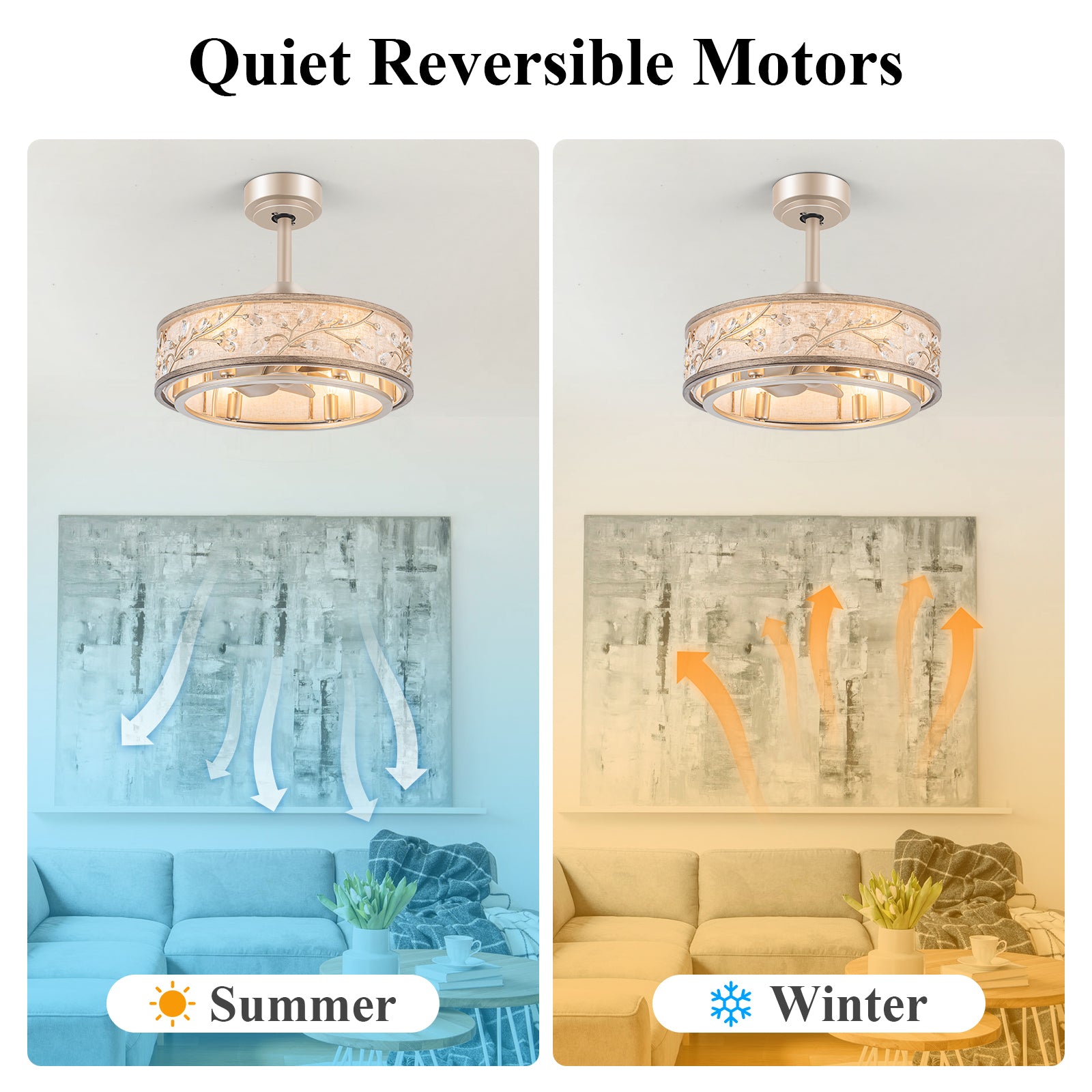 WWM 20" Caged Crystal Ceiling Fan with Light