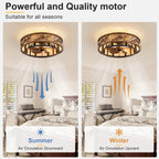 WWM 24" Low Profile Farmhouse Ceiling Fan with Light (Bulbs Included)