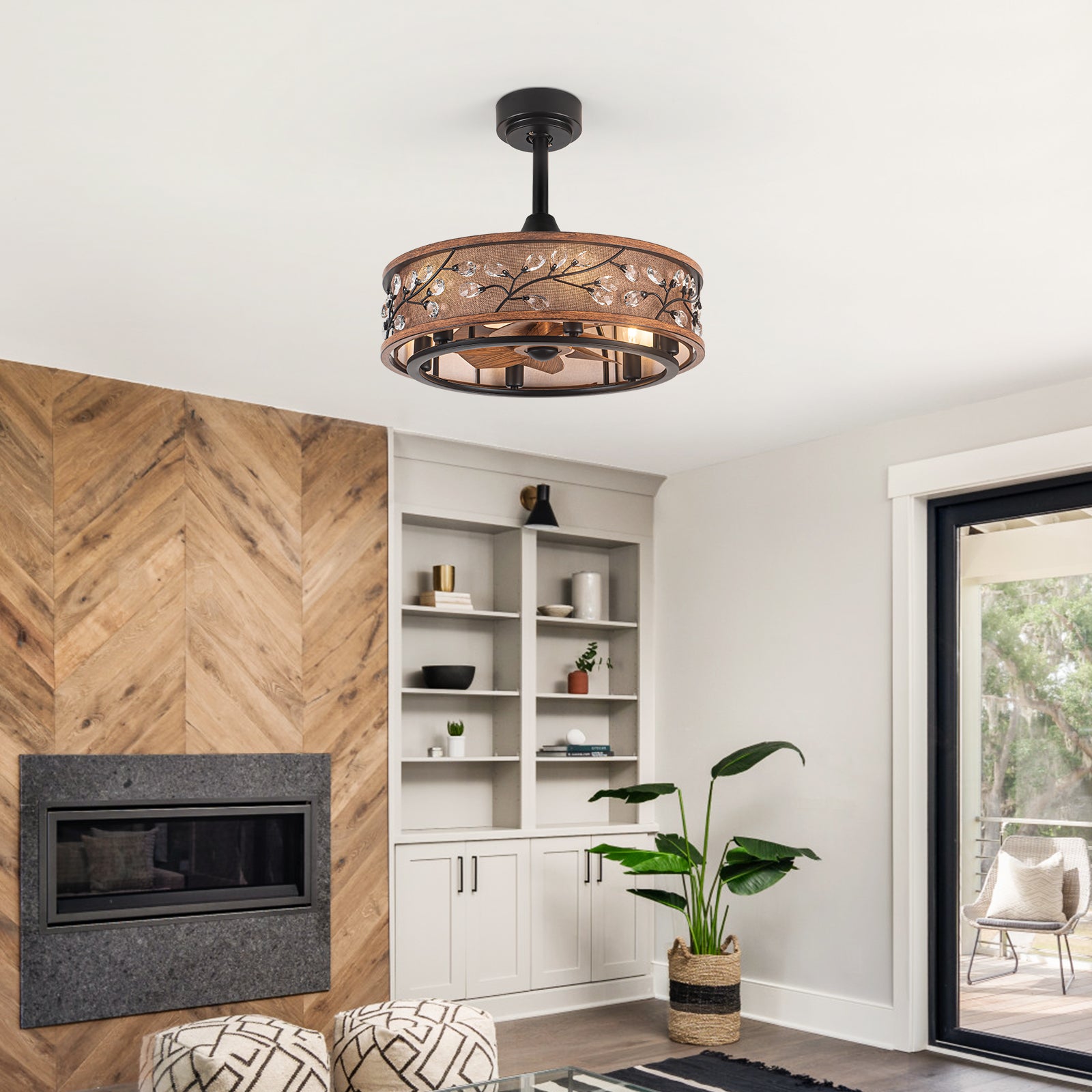 WWM 20" Farmhouse Caged Ceiling Fan with Light