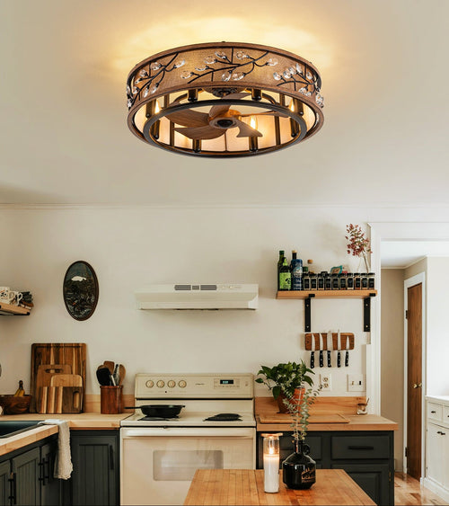 WWM 24" Low Profile Farmhouse Ceiling Fan with Light (Bulbs Included)