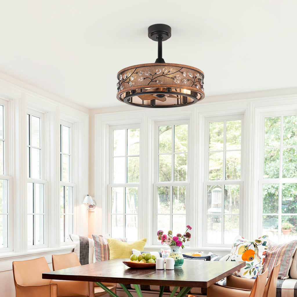 WWM 20" Farmhouse Caged Ceiling Fan with Light