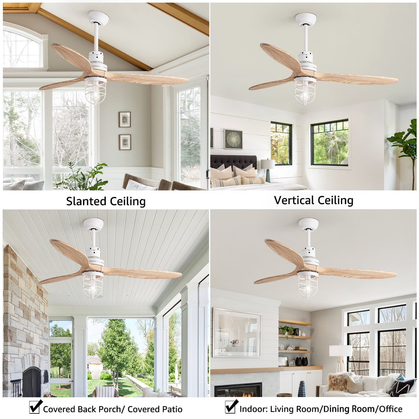 WWM 52” Bedroom Ceiling Fans with Lights Remote Control