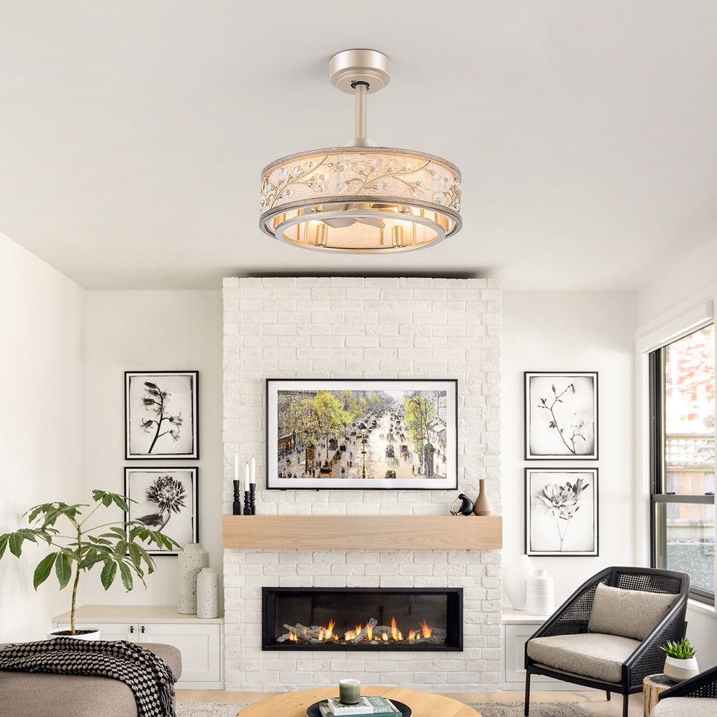 WWM 20" Caged Crystal Ceiling Fan with Light