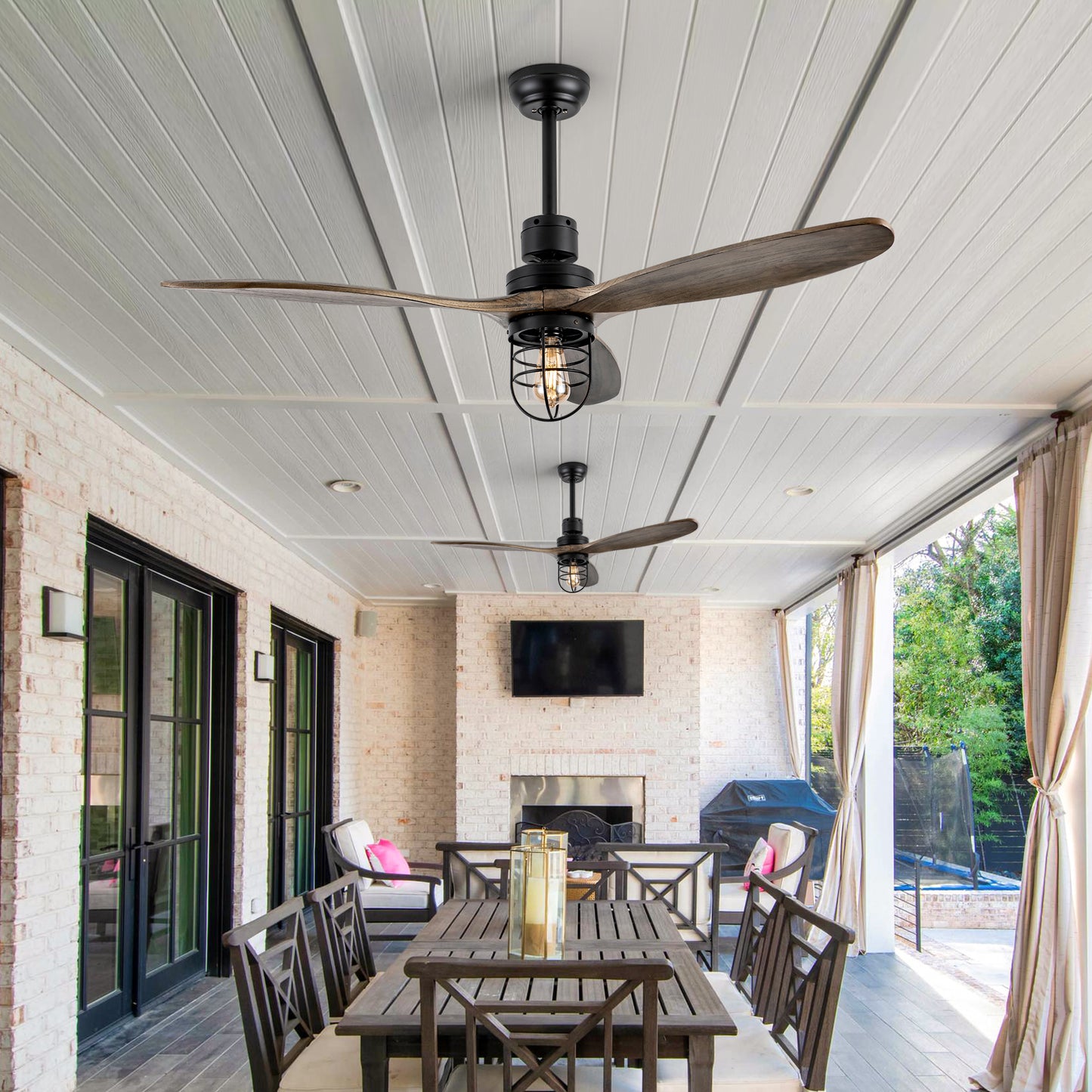 WWM 52 Inch Rustic Outdoor Ceiling Fan with Light and Remote,Wood Ceiling fan