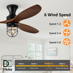 WWM 52 Inch Farmhouse Low Profile Wood Ceiling Fan With Light